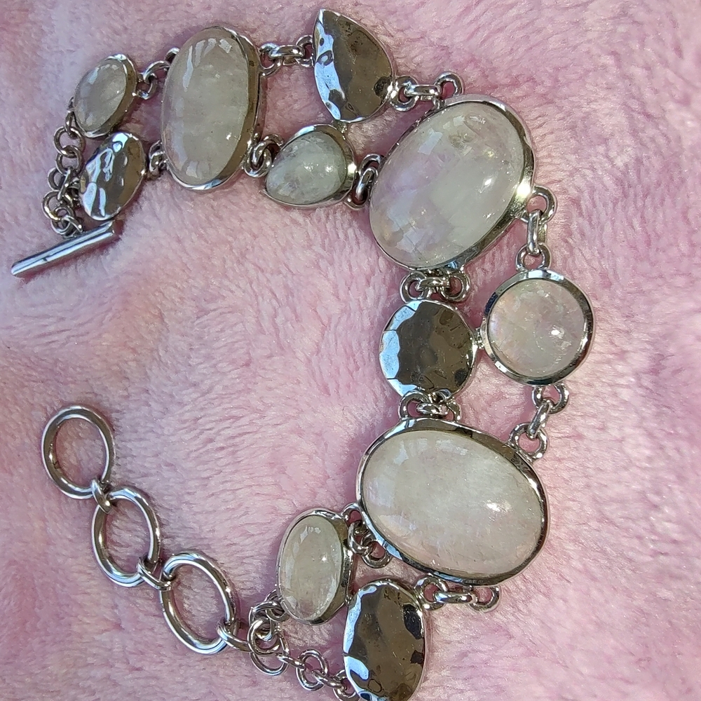 Elegant Silver and White Stone Bracelet